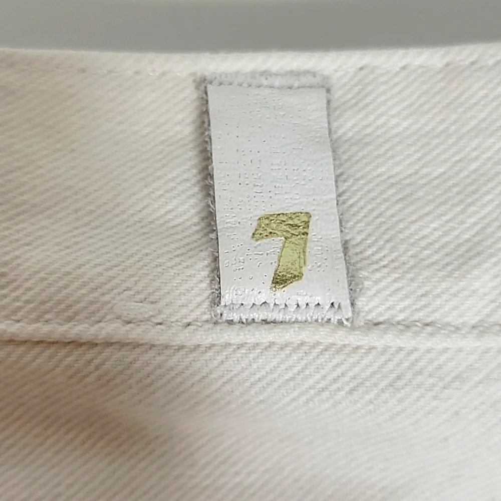 7 For All Mankind Natural Denim Cropped Ankle Distressed Jeans Size 24 - Picture 8 of 12